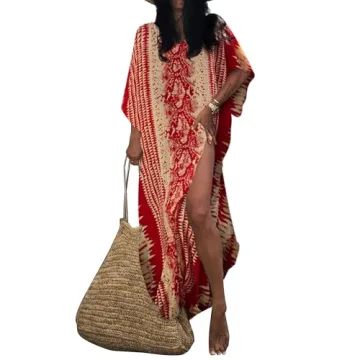 Bsubseach Kaftan Dresses for Women 2025 Plus Size Swimsuit Cover Up Tie Dye Caftan Maxi Dress Lounge...