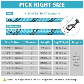 Rttochfy Dog Leash Heavy Duty - 2/4/5/6/8/10 Foot Rope Leash with Comfortable Padded Handle and Reflective - Puppy Training Leash for Small Medium Large Breed Dogs - (1/2" x4 FT, Black)