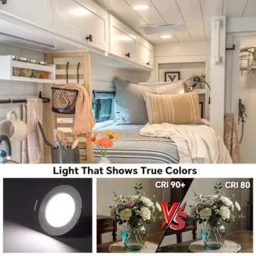 acegoo RV 2.75" Recessed LED Ceiling Light 12V Ultra-Thin Puck Light, Dimmable RV Lights Interior for Camper Van Truck Motorhome Boat Sailboat Roof Under Cabinet Lighting, 6 Pack (Sliver,Cool White)