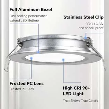 acegoo RV 2.75" Recessed LED Ceiling Light 12V Ultra-Thin Puck Light, Dimmable RV Lights Interior for Camper Van Truck Motorhome Boat Sailboat Roof Under Cabinet Lighting, 6 Pack (Sliver,Cool White)