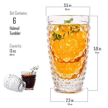 Premium G Hobnail Highball Glasses Set | 6 Pcs