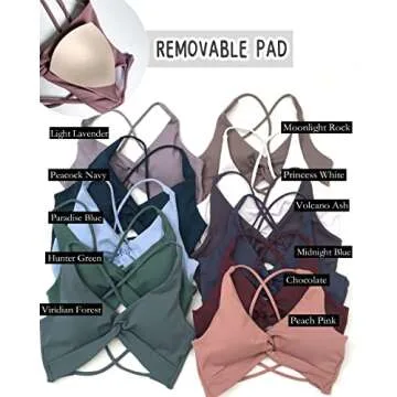 Danysu Women's Workout Sports Bras Backless Padded Low Impact Bra Yoga Crop Tank Top Twirl Front Peacock Navy XS