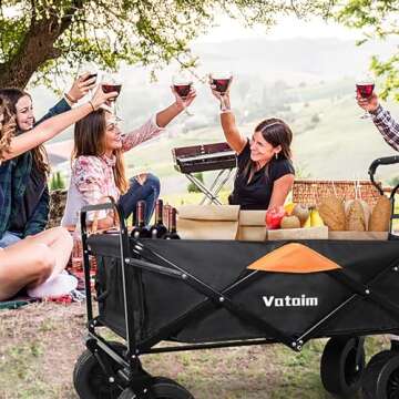 Foldable Wagon Cart Collapsible Beach Heavy Duty 330LBS Weight Capacity Folding Utility Garden Carts...