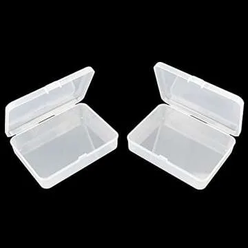 Thintinick 8-Pack Rectangular Plastic Storage Containers Box with Hinged Lid for Beads and Crafts, 4.5 x 3.3 x 1.1 inch / 115 x 85 x 28 mm (Translucent)