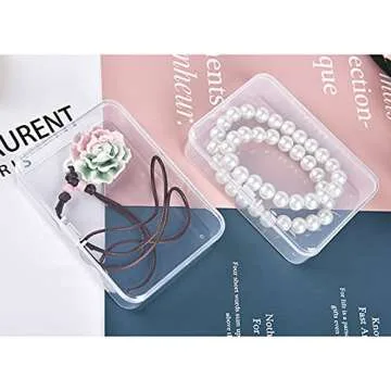 Thintinick 8-Pack Rectangular Plastic Storage Containers Box with Hinged Lid for Beads and Crafts, 4.5 x 3.3 x 1.1 inch / 115 x 85 x 28 mm (Translucent)