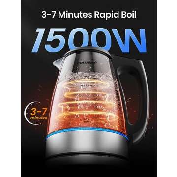 COMFEE' 1.7L Glass Tea Kettle with Temperature Control