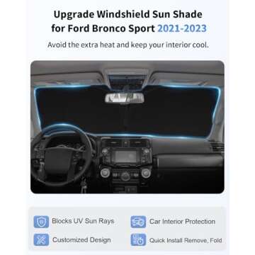 SLOGENTO Windshield Sun Shade for Ford Bronco Sport 2021-2025 | Perfect Fit UV Ray Blocker