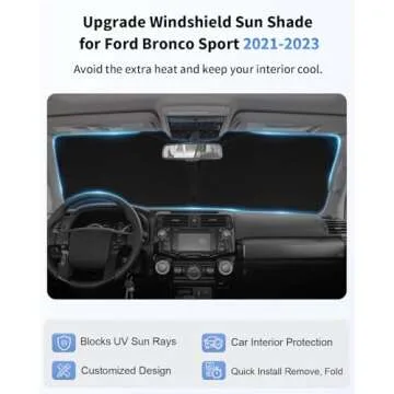 SLOGENTO Windshield Sun Shade for Ford Bronco Sport 2021-2025 | Perfect Fit UV Ray Blocker