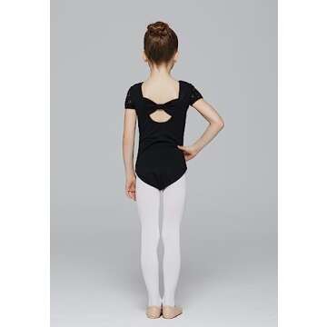 Stylish MdnMd Girls Ballet Lace Leotard Black Age 11-12