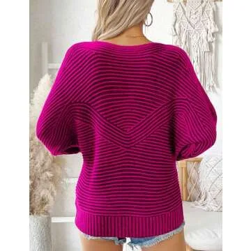 VIMPUNEC Stylish Oversized Rose Red Sweater - Chic & Cozy