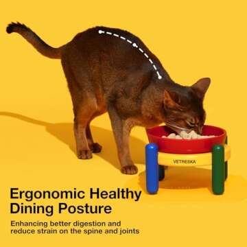 VETRESKA Elevated Dog Bowl Raised Ceramic Cat Dog Bowls Large Breed,30.5OZ No Slip Dog Food/Water Bo...