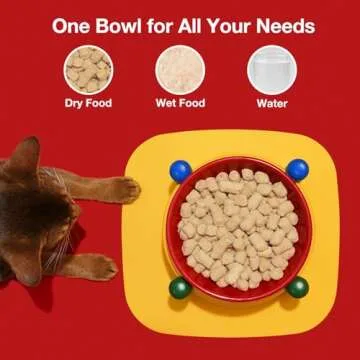 VETRESKA Elevated Dog Bowl Raised Ceramic Cat Dog Bowls Large Breed,30.5OZ No Slip Dog Food/Water Bowl Dog Feeding Station Dishes for Medium Large Dogs with Dog Bowl Stand,Red