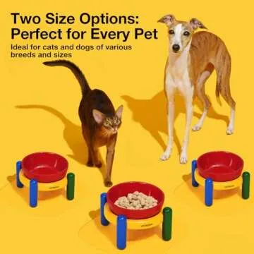 VETRESKA Elevated Dog Bowl Raised Ceramic Cat Dog Bowls Large Breed,30.5OZ No Slip Dog Food/Water Bowl Dog Feeding Station Dishes for Medium Large Dogs with Dog Bowl Stand,Red