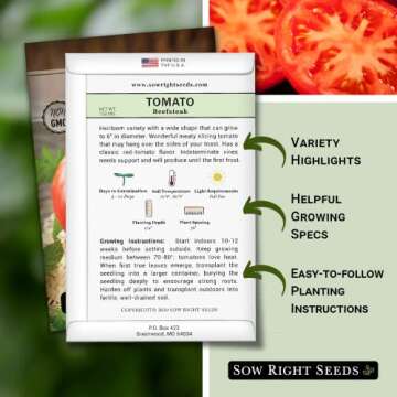 Sow Right Seeds - Beefsteak Tomato Seeds for Planting - Non-GMO Heirloom Packet with Instructions to...