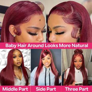 CHEETAHBEAUTY 99J Straight 13X6 Lace Front Wigs Human Hair Brazilian Virgin Human Hair Wigs for Black Women 250% Density Straight HD Transparent Lace Front Wigs Pre Plucked with Baby Hair(24inch)