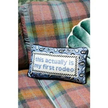 FURBISH Handmade Needlepoint Decorative Pillow - 9" x 15"