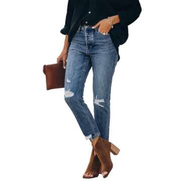 Stylish Lesore Women's High Rise Distressed Capris