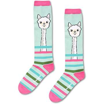 Zmart Funny Llama Socks for Women Crazy Socks for Women, Llama Gifts for Women Knee High Socks Llama Gifts for Girls