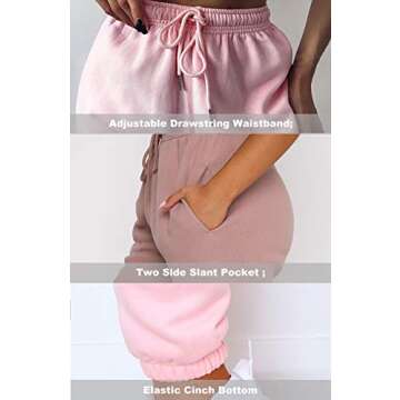 Waitfairy Women's Cinch Bottom Sweatpants High Waisted Trendy Athletic Jogger Pants for Teen Girls Lounge Trousers with Pockets Pink L