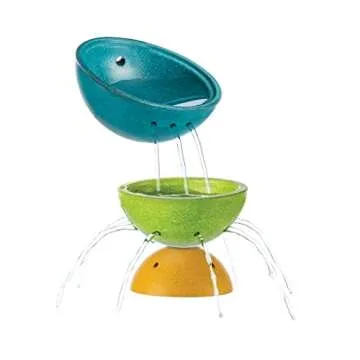 PlanToys Fountain Bowl Set for Bath and Water Play Toy (5714) | Sustainably Made from Rubberwood and Non-Toxic Paints and Dyes | Eco-Friendly PlanWood