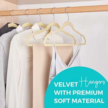 HOUSE DAY Premium Velvet Hangers 50 Pack - Non-Slip, Space-Saving, Sturdy Design