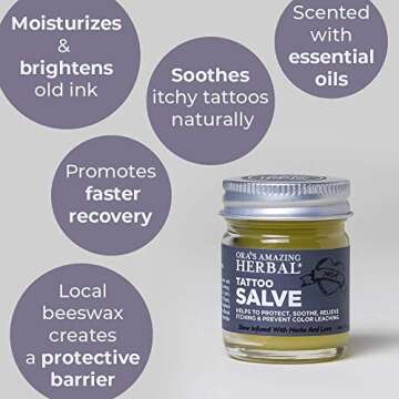 Ora's Amazing Herbal Tattoo Salve, Tattoo Aftercare Balm Cream Healing Ointment, Tattoo Care Brightener, USA Made, 4 oz