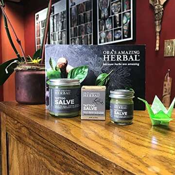 Ora's Amazing Herbal Tattoo Salve, Tattoo Aftercare Balm Cream Healing Ointment, Tattoo Care Brightener, USA Made, 4 oz