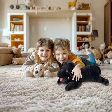 LotFancy Dog Stuffed Animal, 21 inch Black Lab Plush Dog, Realistic Stuffed Dog, Puppy Plush Toy for Kids