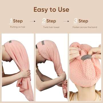 HOMEXCEL 5 Pack Microfiber Hair Towels - Luxuriously Soft and Fast Drying