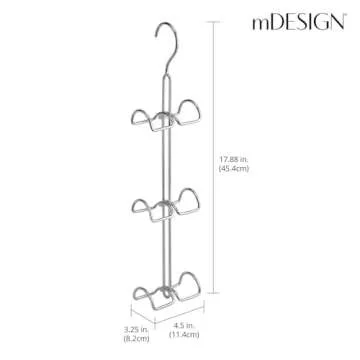 mDesign Metal Wire Over The Closet Rod Hanging Storage Organizer Hanger for Storing and Organizing Purses, Backpacks, Satchels, Crossovers, Handbags - 2 Pack - Chrome