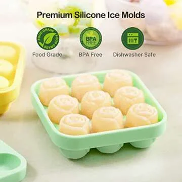 Ice Cube Tray Rose, MEETRUE Rose Shaped Ice Tray Silicone Ice Cube Tray Rose Ice Molds Making 9 x 1....