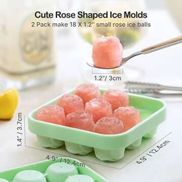 Ice Cube Tray Rose, MEETRUE Rose Shaped Ice Tray Silicone Ice Cube Tray Rose Ice Molds Making 9 x 1.2'' Rose Ice Cube Trays for the freezer, Novelty Drink Tray For Chilled Cocktails Juice Drink