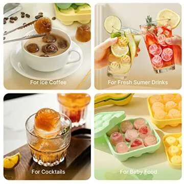 Ice Cube Tray Rose, MEETRUE Rose Shaped Ice Tray Silicone Ice Cube Tray Rose Ice Molds Making 9 x 1.2'' Rose Ice Cube Trays for the freezer, Novelty Drink Tray For Chilled Cocktails Juice Drink