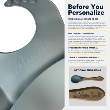 Personalized Silicone Bib and Spoon Set for Babies