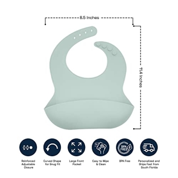 Personalized Silicone Bib and Spoon Set for Babies