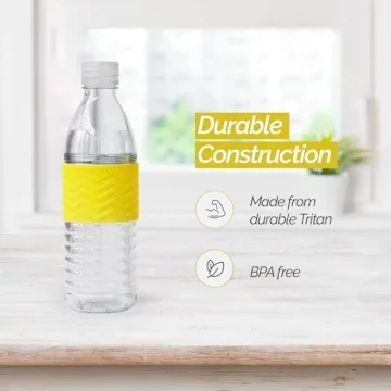 Copco Hydra 16.9 oz Water Bottle with Leak-Proof Lid - Tritan Reusable with Textured Grip Sleeve - BPA-Free, Shatter-Resistant, Dishwasher Safe for Travel, Gym, Work, Outdoors (Chevron Buttercream)