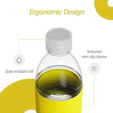 Copco Hydra 16.9 oz Water Bottle with Leak-Proof Lid - Tritan Reusable with Textured Grip Sleeve - BPA-Free, Shatter-Resistant, Dishwasher Safe for Travel, Gym, Work, Outdoors (Chevron Buttercream)