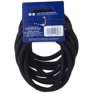 GOODY Ouchless XL & Extra Thick Elastics, Black, 10.0 Count,