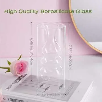 ZENS Clear Glass Bubble Flower Vase, Modern Hand Blown Hollowed Out Glass Vase for Wedding Decorativ...