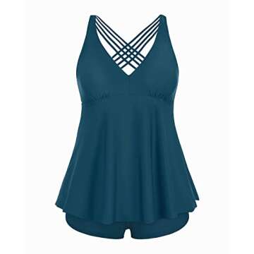 Aqua Eve Plus Size Swimsuits with Shorts Two Piece Tankini for Women Flowy Bathing Suits Athletic Swimwear Green 20W