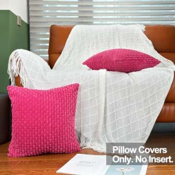 18x18 Throw Pillow Covers Set of 2, Decorative Boho Covers for Bed, Couch Fluffy Pillow Cover for Li...