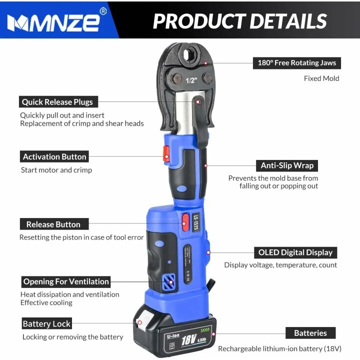 Electric Rechargeable Press Tool Kit with Batteries