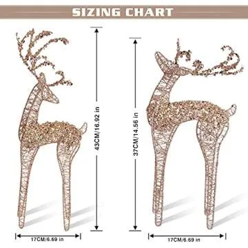 ZHANYIGY 2pc Set White Pearl Champagne Winding for Standing Reindeer Decorations Christmas Reindeer Figurine Table Desk Decorations Glittering Xmas Holiday Party Supply
