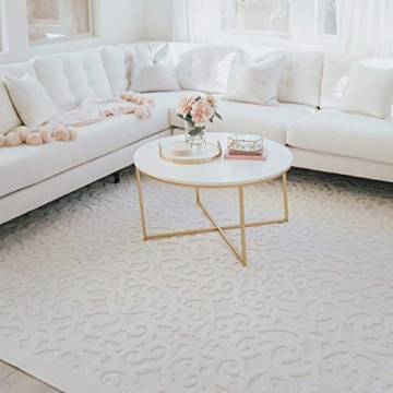 Orian Sculpted 4704 Indoor/Outdoor High-Low Debonair Natural Area Rug, 7'9" x 10'10", Ivory