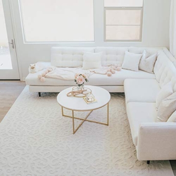 Orian Sculpted 4704 Indoor/Outdoor High-Low Debonair Natural Area Rug, 7'9" x 10'10", Ivory