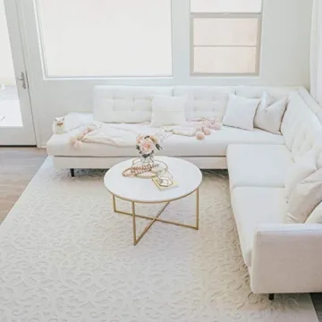 Orian Sculpted 4704 Indoor/Outdoor High-Low Debonair Natural Area Rug, 7'9" x 10'10", Ivory