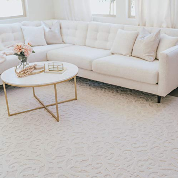 Orian Sculpted 4704 Indoor/Outdoor High-Low Debonair Natural Area Rug, 7'9" x 10'10", Ivory