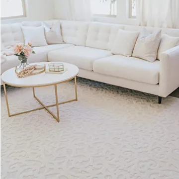 Orian Sculpted 4704 Indoor/Outdoor High-Low Debonair Natural Area Rug, 7'9" x 10'10", Ivory