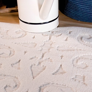 Orian Sculpted 4704 Indoor/Outdoor High-Low Debonair Natural Area Rug, 7'9" x 10'10", Ivory