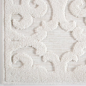 Orian Sculpted 4704 Indoor/Outdoor High-Low Debonair Natural Area Rug, 7'9" x 10'10", Ivory